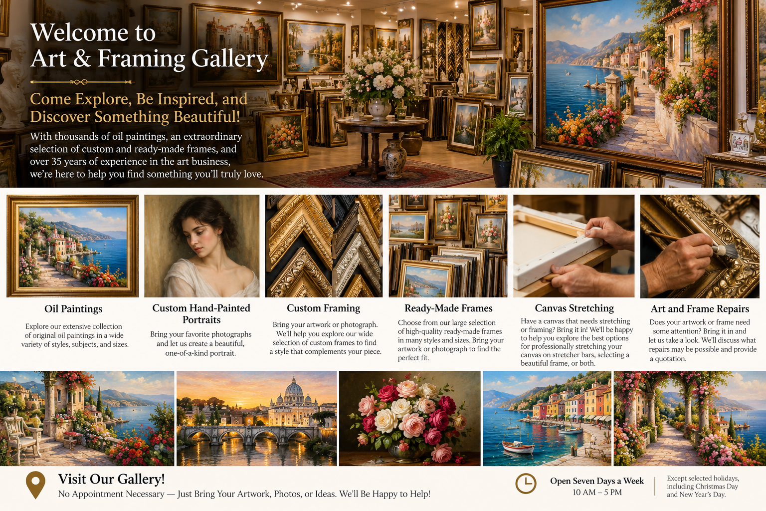 Welcome to Art and Framing Gallery — gallery introduction